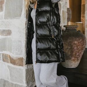 Zara black puffer midi vest